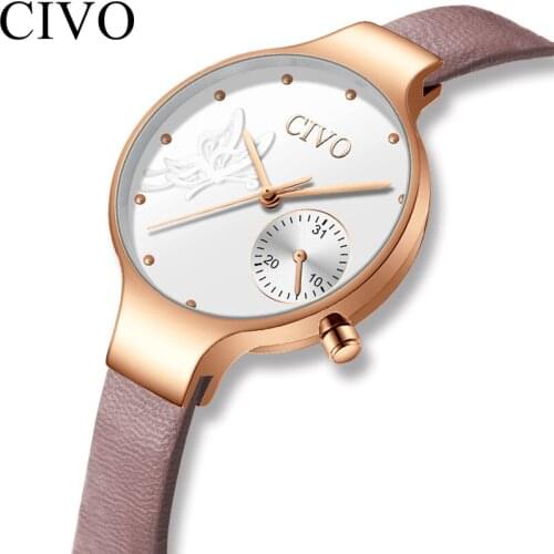 Чиво (首饰) Ladies Watch With Leather Strap