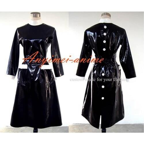 Sissy Maid Black Pvc Smock Uniform Apron Dress Cosplay Costume Tailor-made[G246]