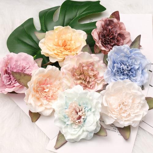 30pcs white Peony Artificial Silk Flower Heads Decorative Scrapbooking For Home Wedding Birthday Decoration Fake Rose Flowers