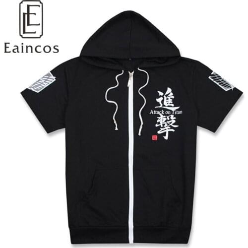 Anime Attack on Titan Shingeki no Kyojin Scouting Legion Cosplay Costumes Jackets Short Sleeve Hooded Coat