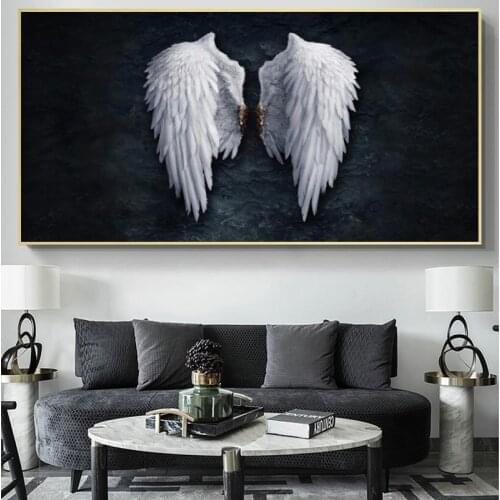 Wings Abstract Canvas Paintings Black and White Angel Wings Posters and Print Wall Art Pictures for Living Room Home Decoration