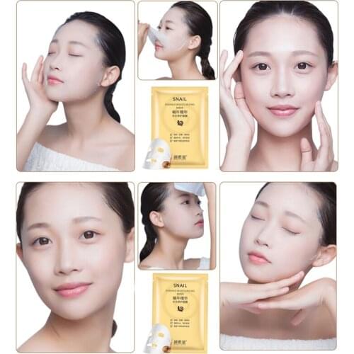 Snail Whitening Facial Mask Shrinkage Pores Skin Care Moisturizing Soothing Anti-Puffiness Nourishing Repair Skin Masks for Face