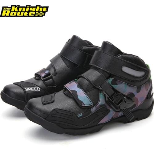 Camouflage Motorcycle Boots Motor Riding Boots Motocross Breathable Motorcyclist Biker Chopper Cruiser Motorbike Shoes Men