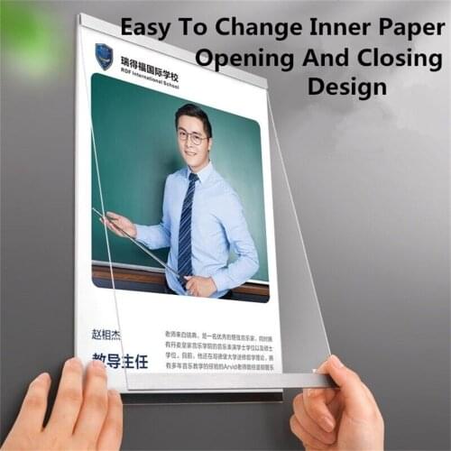A4 Wall Mount Self Adhesive Magnetic Acrylic Photo Picture Poster Sign Holder Certificate Display Frame Board
