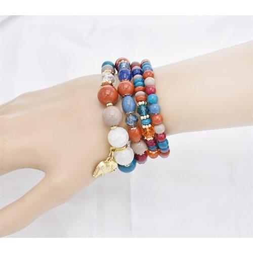 Bohemian New Trend Multi-Layer Beaded Bracelet For Women Ethnic Style Wild Four-Piece Set Pendant Popular Jewelry