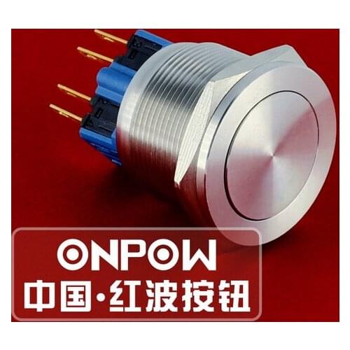 ONPOW 25mm Momentary IP65 1NO1NC Start Stop button Stainless steel Waterproof Metal Push button switch (GQ25PF-11/S) CE, ROHS