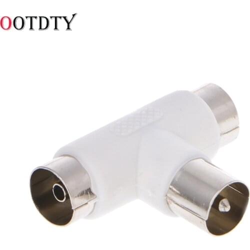 OOTDTY 2 Way TV T Splitter Aerial Coaxial Cable Male to 2x Female Connectors Adapter