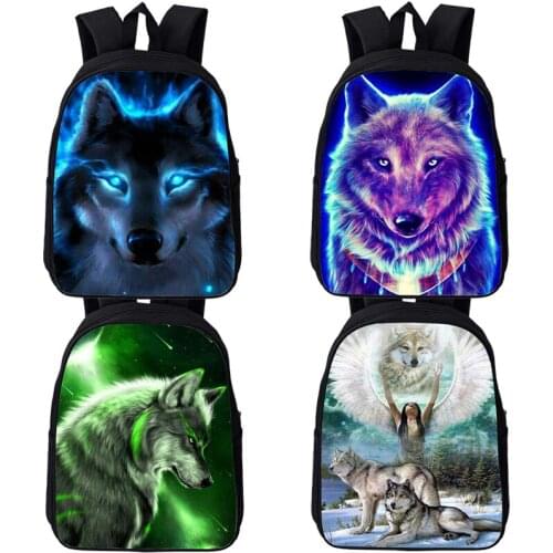 3D Printing Animal Lion Wolf Backpack Teenage School Backpacks Boys Girls Book Bags Children Traveling Knapsack Gifts Mochila
