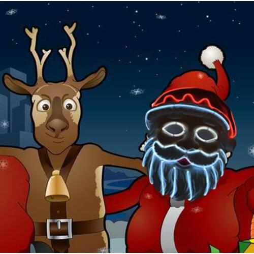 Santa Claus EL Wire Mask Festival Decoration Children Present Luminous Mask For Christmas New Year