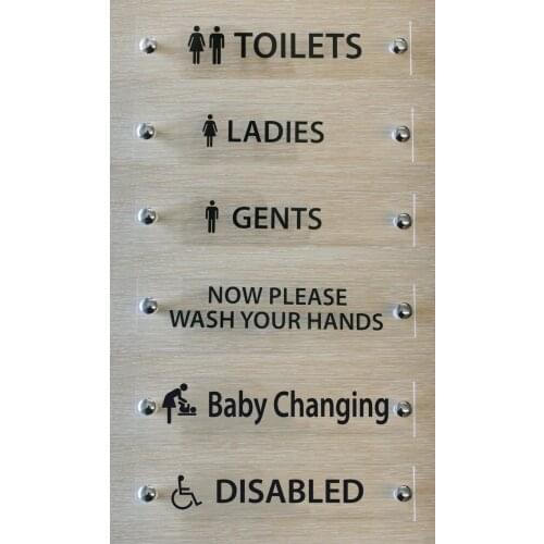 DIY House Number TOILET DOOR AND INFORMATION SIGNS - CONTEMPORARY STAND_OFF CLEAR ACRYLIC SIGNS