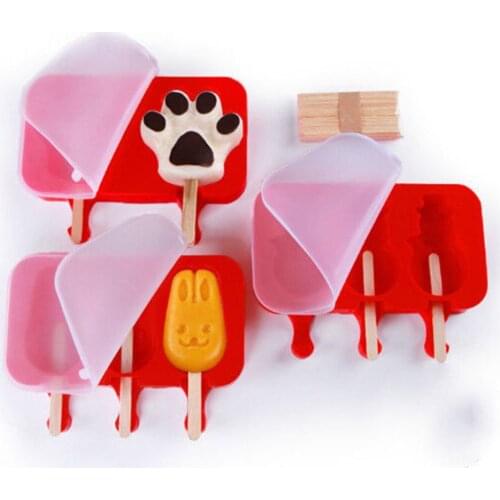 Silicone Frozen Ice Cream Pop Mold With Cover Ice Cream Makers Mold DIY Ice Stick Molds Popsicle Maker Tray DIY+20 Sticks Hot
