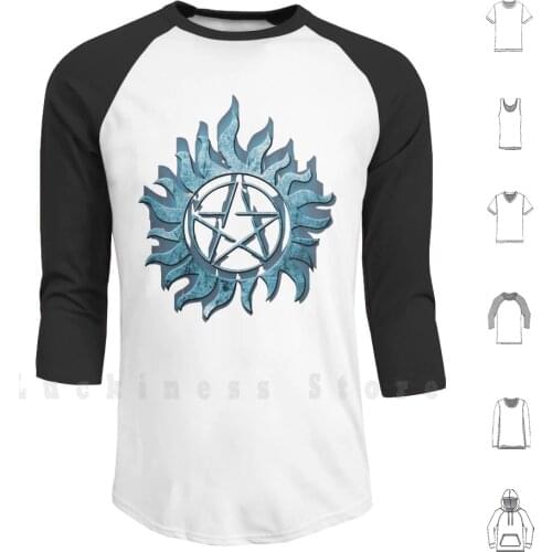 Supernatural Blue Hoodie Long Sleeve Supernatural Winchester Sam Dean Bobby Demon Castiel Angel Devil Fire Soul