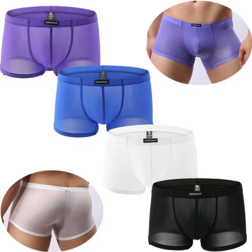 4/1PCS Ice Silk Men Underwear Seamless Transparent Boxer Shorts Thin Stretchy Sheer Breathable Comfortable Panties Underpants