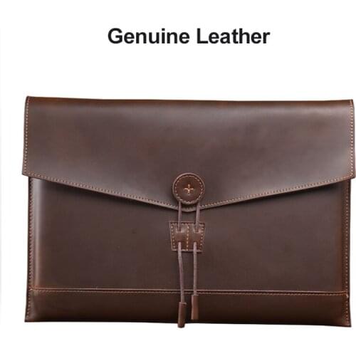 Ultra thin Luxury Laptop Bag For MacBook Xiaomi HP 11 12 13 13.3 15.4 inch Laptop Sleeve Waterproof Case Genuine Leather Cover