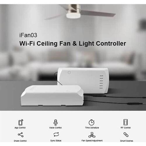 Wifi Smart Ceiling Fan Dimmer Switch Fan with Led Light Speed Remote Control by App ewelink compatible with Google Home Alexa