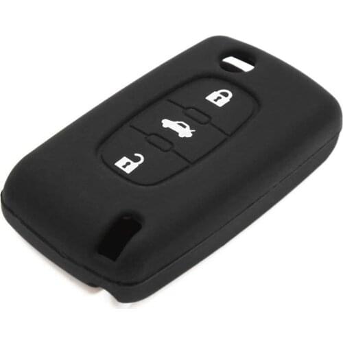 Uxcell 3 Button Rubber Car Remote Key Cover Case Protective Black for Citroen C5 C4