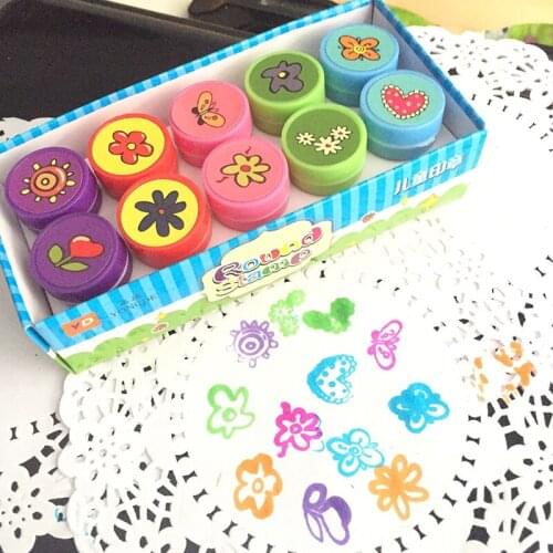 Cute Children Cartoon Rubber Seal Colorful DIY Fun Educational Toy Flowers Diary Seal Boys Girls Learning Toys
