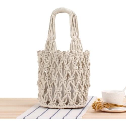 Aaby 2021 Summer Handmade Woven Bags For Women High Quality Casual Beach Bags With Canvas Small Bag Four Color Options