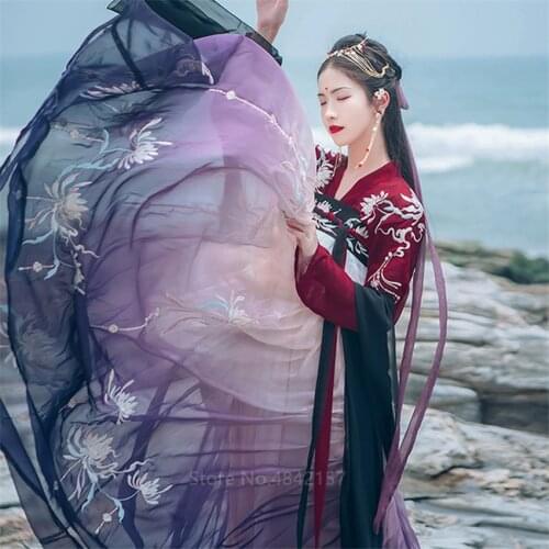 Hanfu Women Fairy Dress Traditional Chinese Clothing Female New Year Festival Outfit Tang Suit Performance Folk Dance Costumes