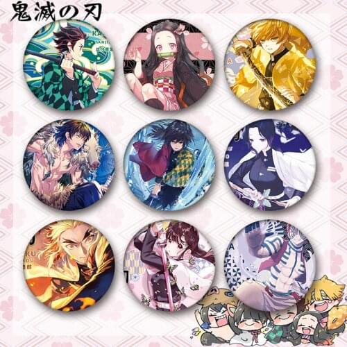 10 Pieces 58mm Demon Slayer Badge Anime Tinplate Kamado Tanjirou Badge Kamado Nezuko Kochou Shinobu Costumes Badge