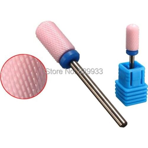 1pc 3/32'' Shank Smooth Top Pink Ceramic Nail Drill Bits Nail Art Salon Manicure Pedicure Drill Beauty Care Machine Cutter Tools
