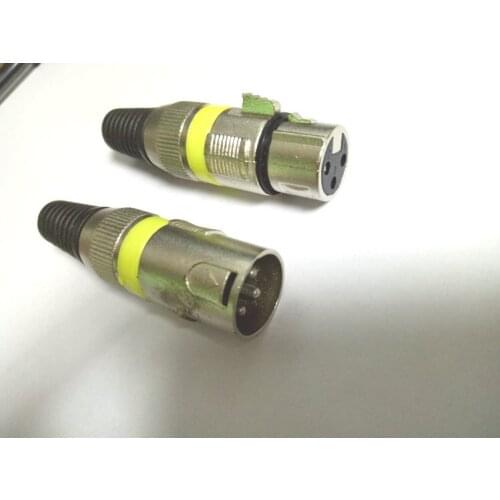 10 set yellow 3 pin XLR Audio Cable Connector MIC Male Plug + Female Jack Selling