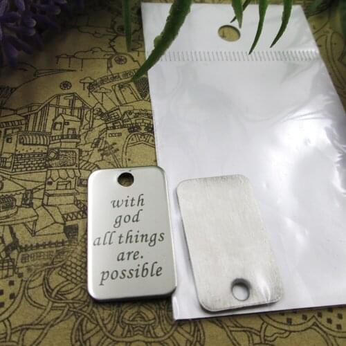 20pcs--"with god all things are. Possible"stainless steel charms 5 styles for choosing DIY Charms for necklace bracelets