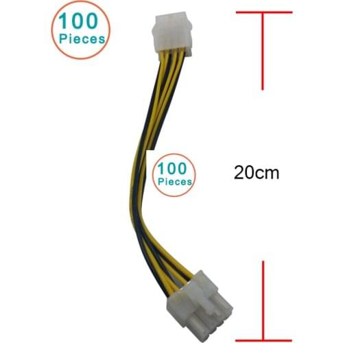 100pcs/lot 8 pin ATX 12V CPU EPS P4 Power Extension Cable 8pin 18cm
