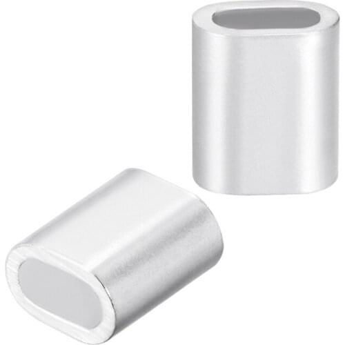 Uxcell 20Pcs Wire Rope M3 Aluminum Oval Sleeve 3.3mm(1/8 inches) Steel Wire Rope Crimping Sleeves Clips Cable Ferrules