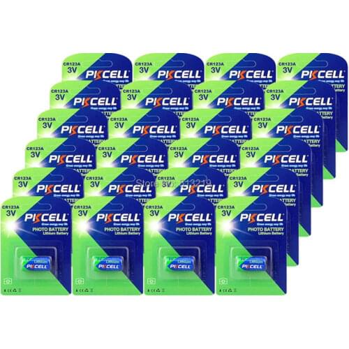 24pcs /card PKCELL 3V CR123A 2/3A Battery CR123A CR123 CR 123 CR17335 123A CR17345(CR17335) 16340 3V Lithium Battery Batteries