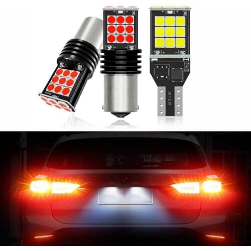 2pc Car LED Light Accessories T15 W16W Reverse Lamp BA15S 1157 BAY15D Canbus DRL Driving Brake Turn Light 7443 W5W 12V Diode Red