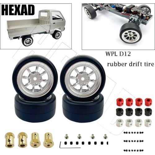4pcs Rubber Drift Tires Upgrade Wheel Hubs Rubber For WPL D12 RC Car Spare Parts Accessories Children Toys