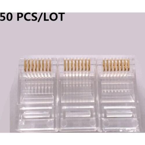 50 PCS/LOT Gold Plated RJ45 Net Network Cables Modular Plug CAT5 Connector 8P8C utp Unshielded Modular Rj45 Plug Terminals