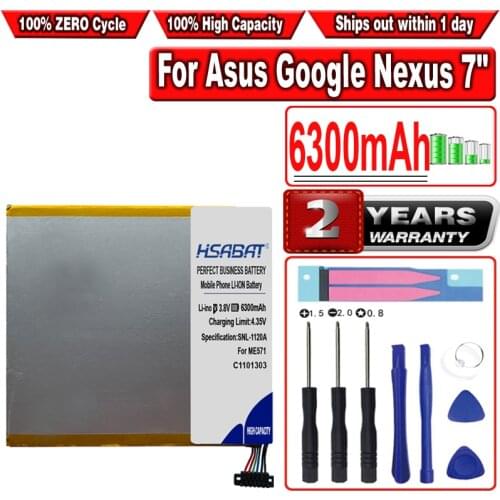 HSABAT C11P1303 5700mAh Battery for Asus Google Nexus 7" 7 II 2 2nd Gen 2013 ME571 ME57K ME57KL K009 K008 Batteries