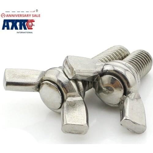 AXK 10pcs DIN315 Galvanized Carbon Steel Zinc Plate Hand Tighten Nut Butterfly Ingot Wing Nut M3 M4 M5 M6 M8 M10