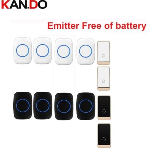 HOT wireless door bell set 2 push 4 rings free of battery wireless doorbell ip44 200M work door chime door ring 110-240V