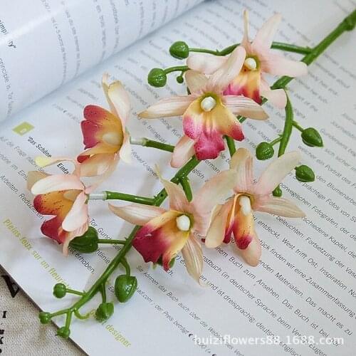 Cymbidium orchid artificial flower branch home hotel decoration floral arrangement ornament wedding photography props