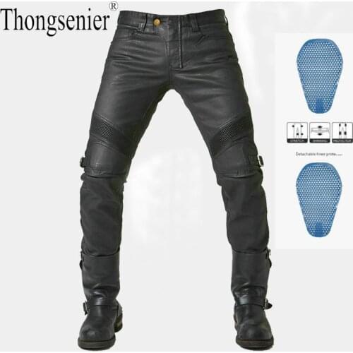 Motorcycle Riding Denim Jeans Upgrade Coated Waterproof Locomotive Cycling Motocross Racing Drop-proof Pants With 4 Armor Pads