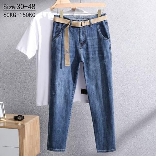 Jeans Men Solid Retro Plus Size 40 42 44 46 48 Harajuku Korean-style Leisure Oversize All-match Fashion Cotton Students Pants