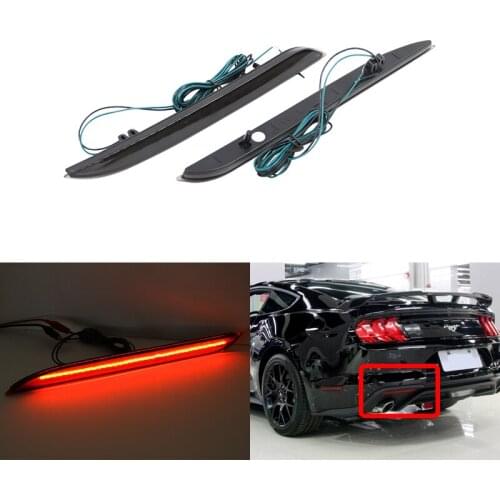 Smoke For Ford Mustang 2015 2016 2017 Replace FR3B-17A848-A Led Rear Bumper Red Reflector Lamp Auto Tail Brake Lights