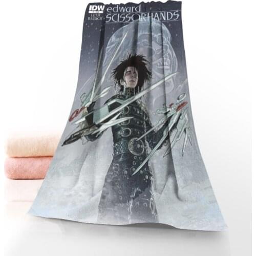Classic Movie Edward Scissorhands Fashion Customized Towel Printed Cotton Face/Bath Towels Microfiber Fabric For Kids Men Women