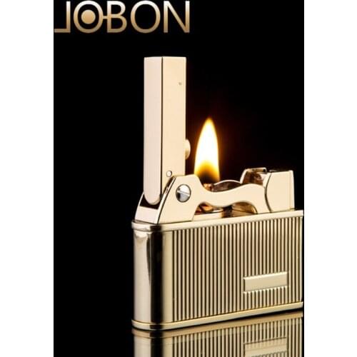 JOBON Classic Press Catapult Fire Creative Personality Metal Grinding Wheel Retro Kerosene Lighter Mens Gift Collection