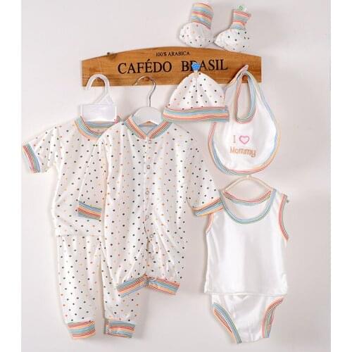 8Pcs Newborn Infant Clothes Sets Kids Baby Boys Girls Romper for Toddler Cotton Bib Tops Pants Outfits Children Clothes Set 0-3M