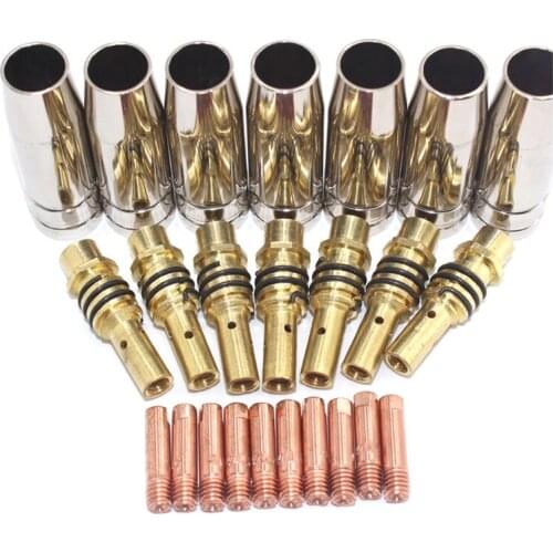 21pcs Welding Torch Nozzle Part Kit Conical Nozzle Sleeve Rod Tool Set For Binzel 15AK Welder Accessories
