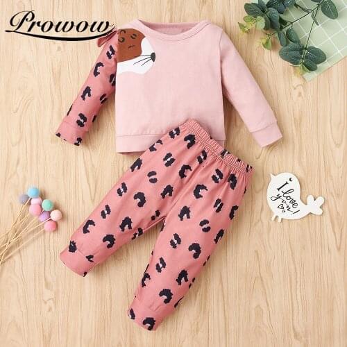 Prowow 2021 Baby Girl Clothes Set Autumn Winter Newborn Flying Sleeve Top+Pant Patchwork Kids Girls Clothing Cute Infant Outfits