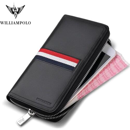 Men Wallets Long Clutch Bag Wallet Men Genuine Leather Luxury Brand Men Zipper Wallets Multi Card Holder Coin Purse