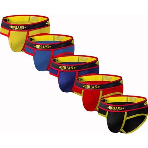 ORLVS 5PCL/LOT Men Briefs Underwear Pure Cotton Pure Color Sexy Trunks Briefs Men Underwear Cuecas Gay Underwear Shorts Briefs