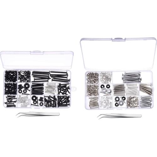 254 Pieces Electric Guitar Screw Kit (9 Types) with Springs for Guitar Bridge Pickup Pickguard Tuner Switch Neck Plate