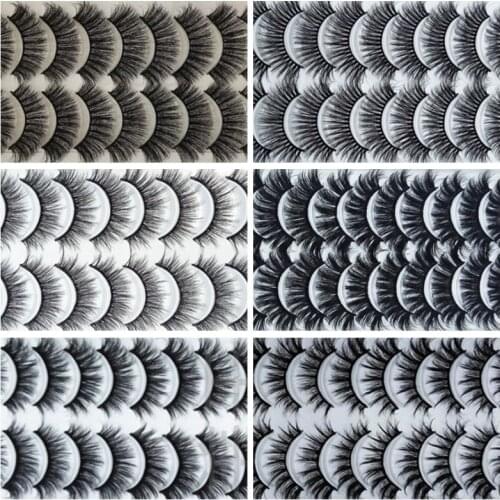 QUXINHAO10 pairs 3D Mink Lashes Natural False Eyelashes Dramatic Volume Fake Lashes Extension Thick Long 3D False Eyelashes