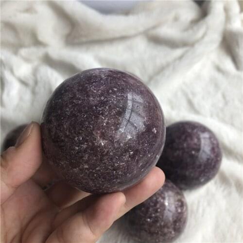Natural Lepidolite stone crystal ball Mica purple healing crystal Send base